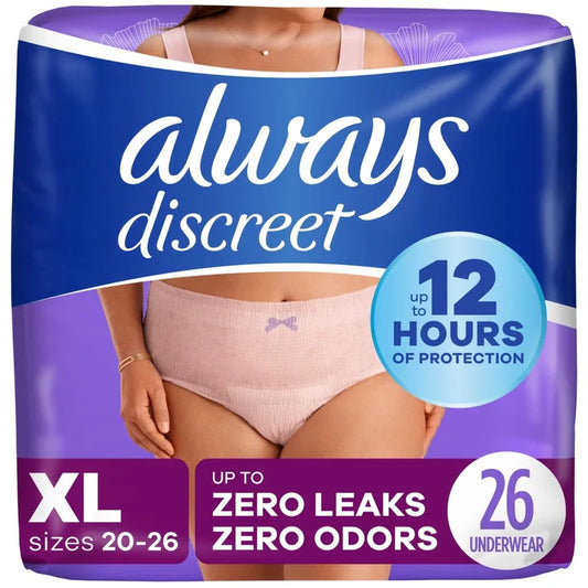 Always Discreet Women's Incontinence Underwear XL, 26 Count