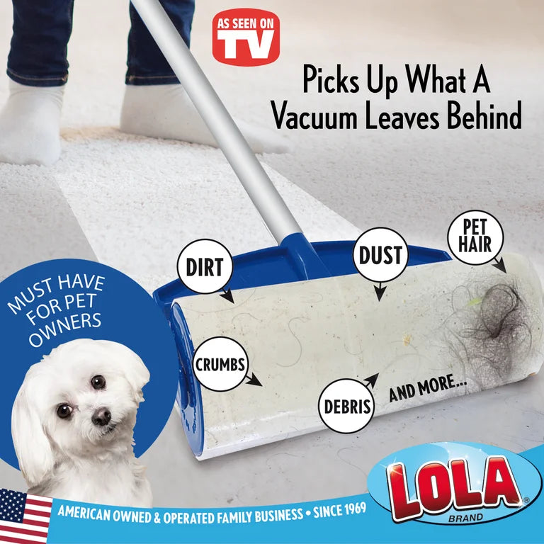 LOLA ROLA Sticky Mop Refill, Pet Hair/Lint Remover & Cleaner, Adhesive Roller - 1 Pack