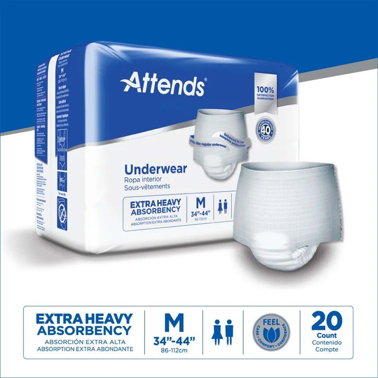 Attends Underwear, Extra Heavy Absorbency, Medium, 20 Count