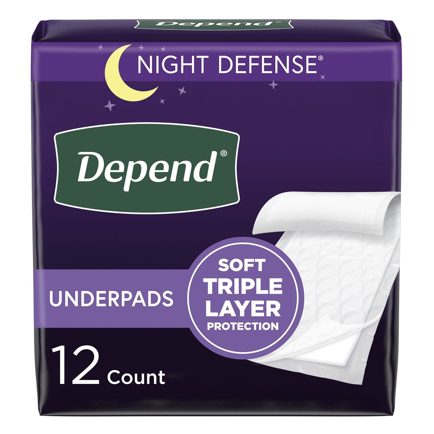 Depend Night Defense Disposable Underpads, 36 x 21 in, 12 Count