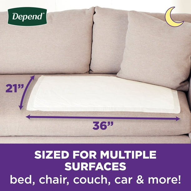 Depend Night Defense Disposable Underpads, 36 x 21 in, 12 Count