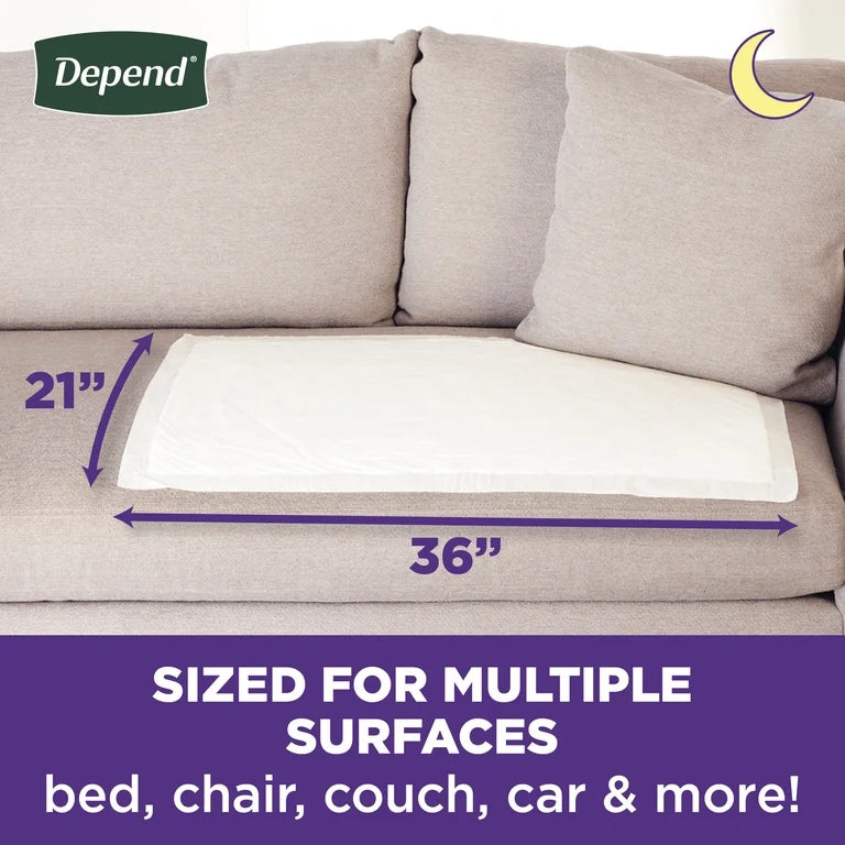 Depend Incontinence Bed Underpads 36" x 21", 12 Count