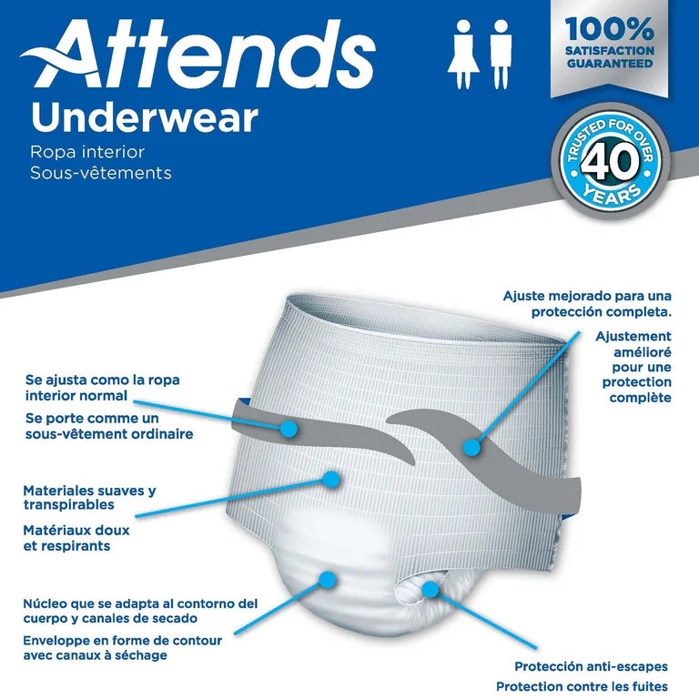 Attends Care Disposable Adult Underwear Medium, APV20, 20 Count